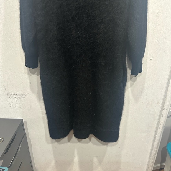 Venesha Angora Vintage Coat black built in lace scarf soft medium oversized - Picture 9 of 13